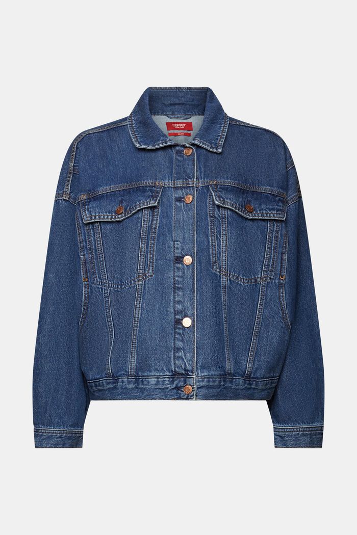Oversize-jeansjacka, 100% bomull, BLUE MEDIUM WASHED, detail image number 5