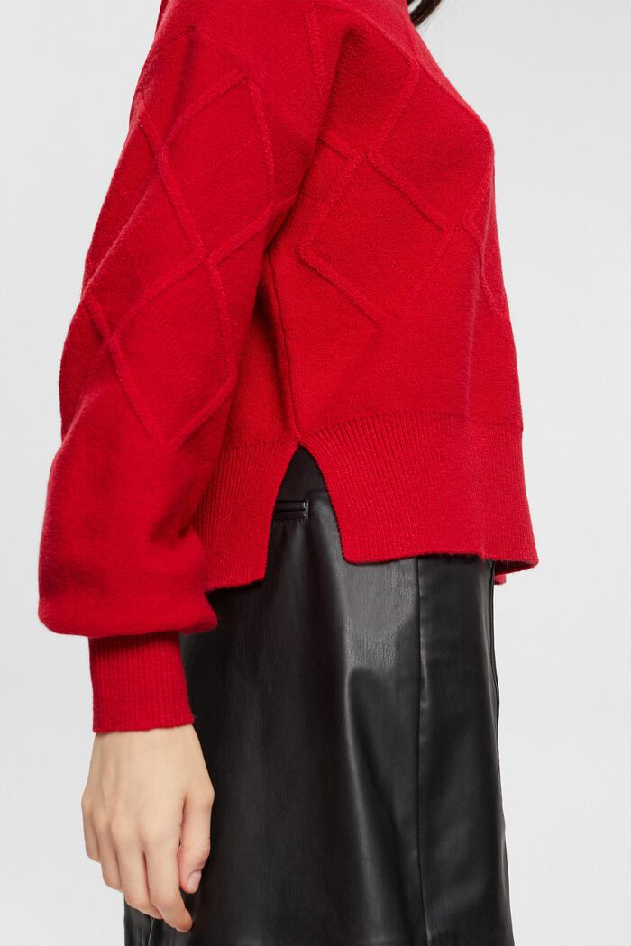Argylemönstrad tröja, DARK RED, detail image number 3