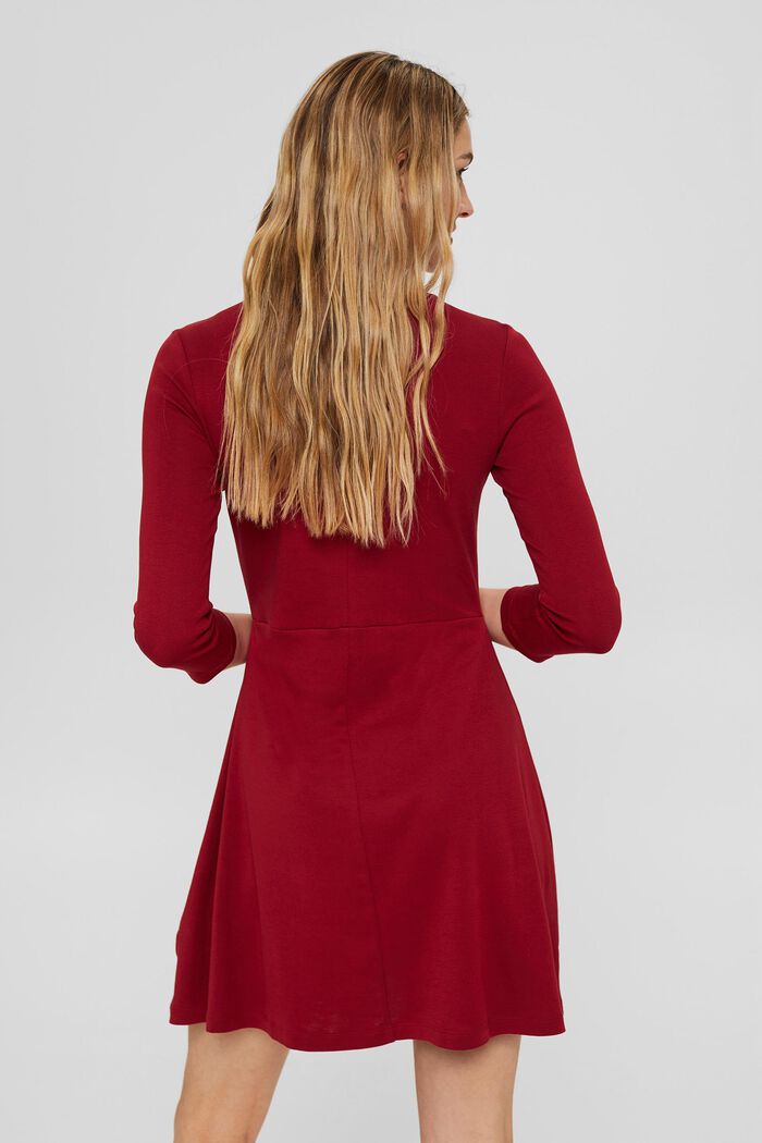 Jerseyklänning i 100% ekologisk bomull, DARK RED, detail image number 2