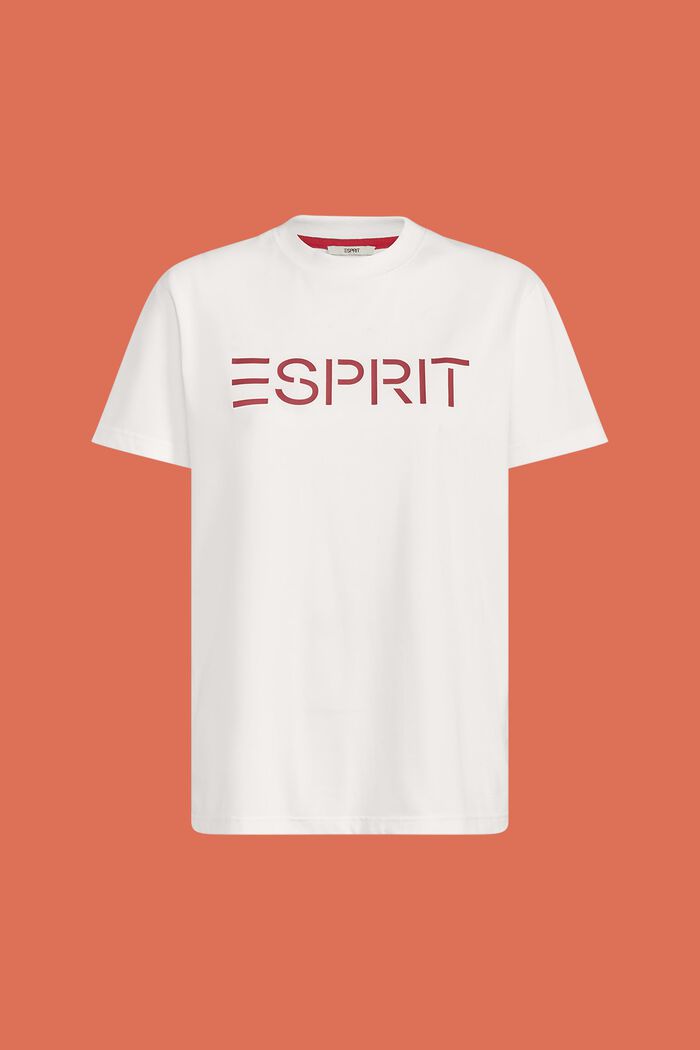 T-shirt i bomullsjersey med logo, unisexmodell, OFF WHITE, detail image number 6