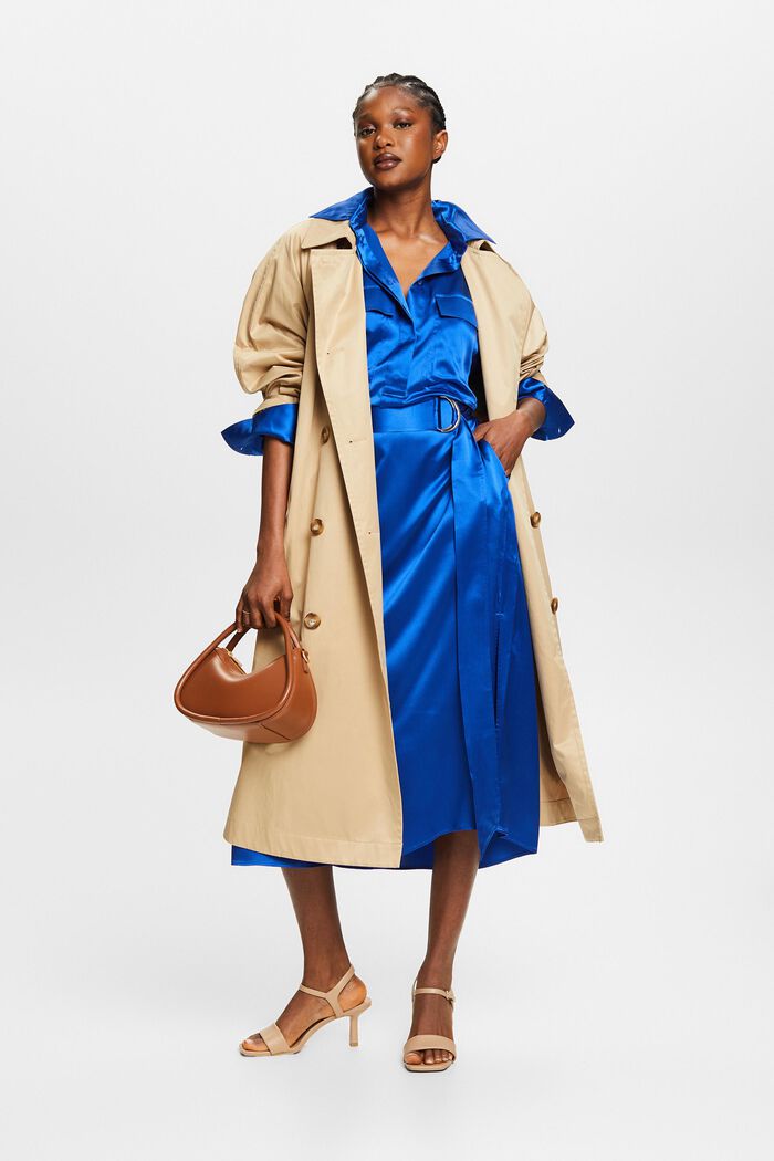 Midiklänning i siden med skärp, BRIGHT BLUE, detail image number 1