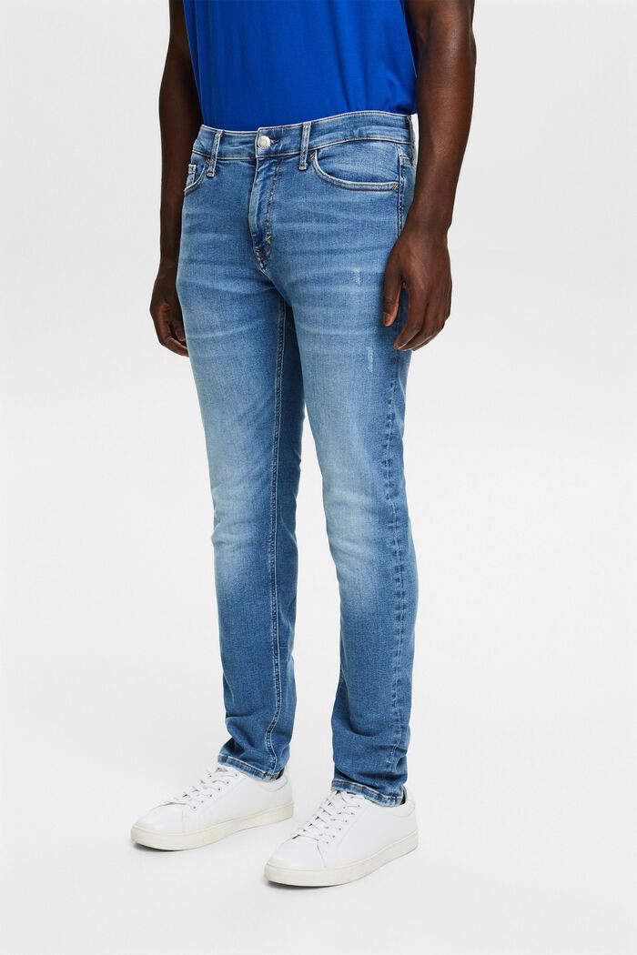 Smala jeans med medelhög midja, BLUE LIGHT WASHED, detail image number 0