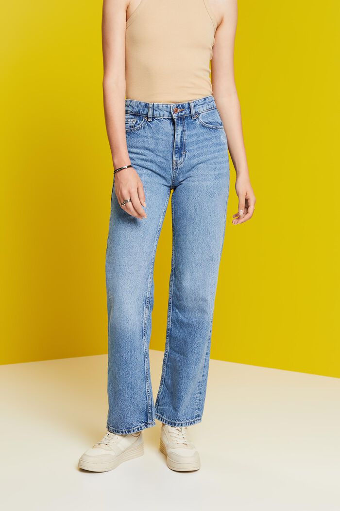 Jeans i 80-talsmodell med rak passform, BLUE MEDIUM WASHED, detail image number 0