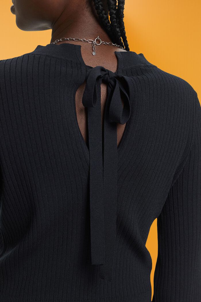 Rundringad tröja med färgblock, BLACK, detail image number 2