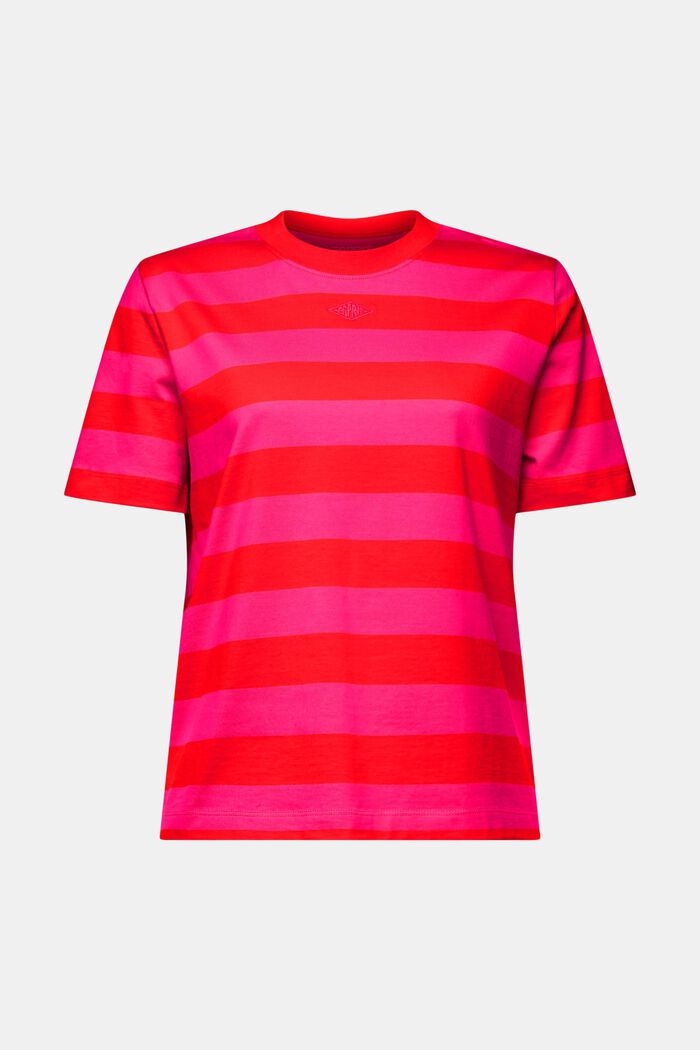 Randig T-shirt i pimabomull med broderad logo, RED, detail image number 5