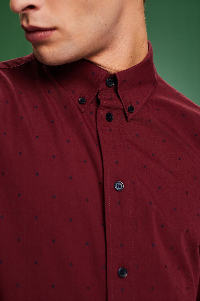 Broderad skjorta i bomull med smal passform, GARNET RED, detail image number 3