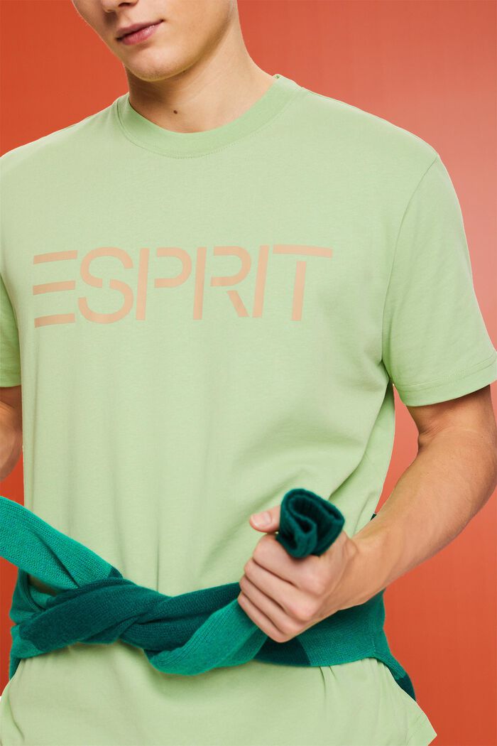 T-shirt i bomullsjersey med logo, unisexmodell, LIGHT GREEN, detail image number 3