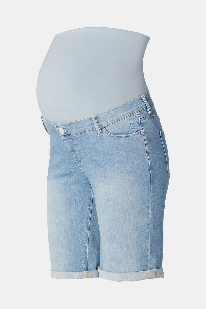 Jeansbermudas med linning över magen, BLUE LIGHT WASHED, detail image number 0