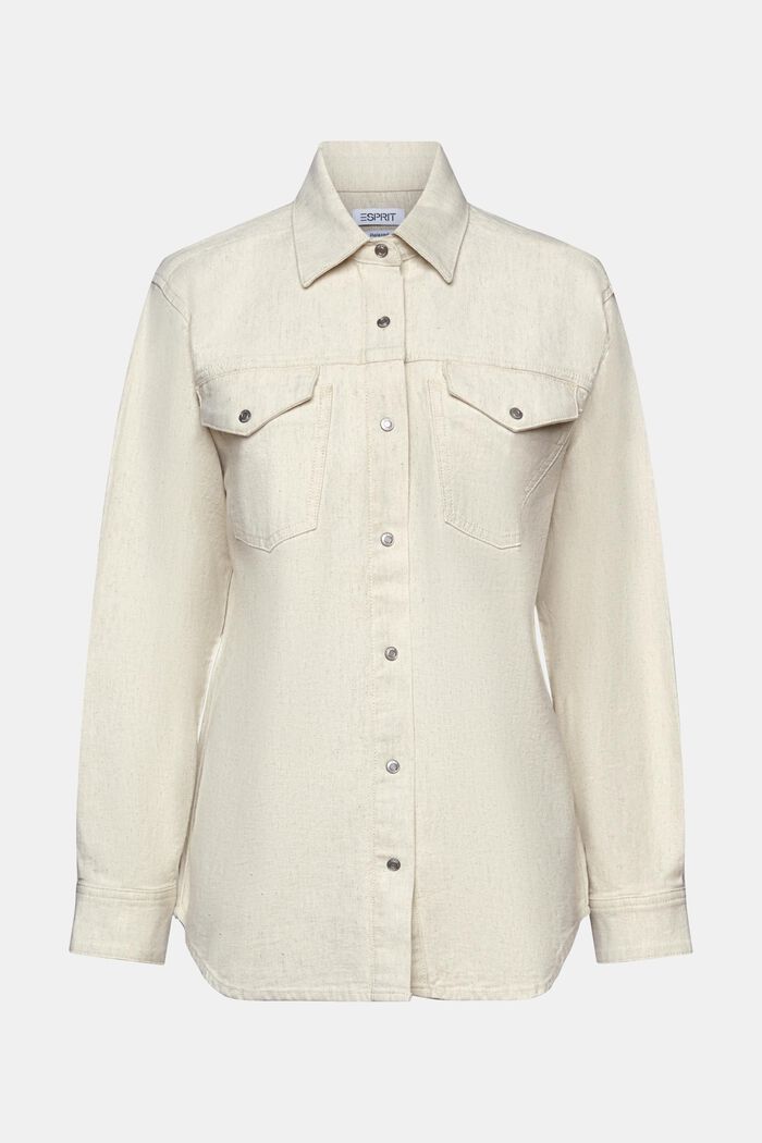 Långärmad skjortjacka, OFF WHITE, detail image number 5