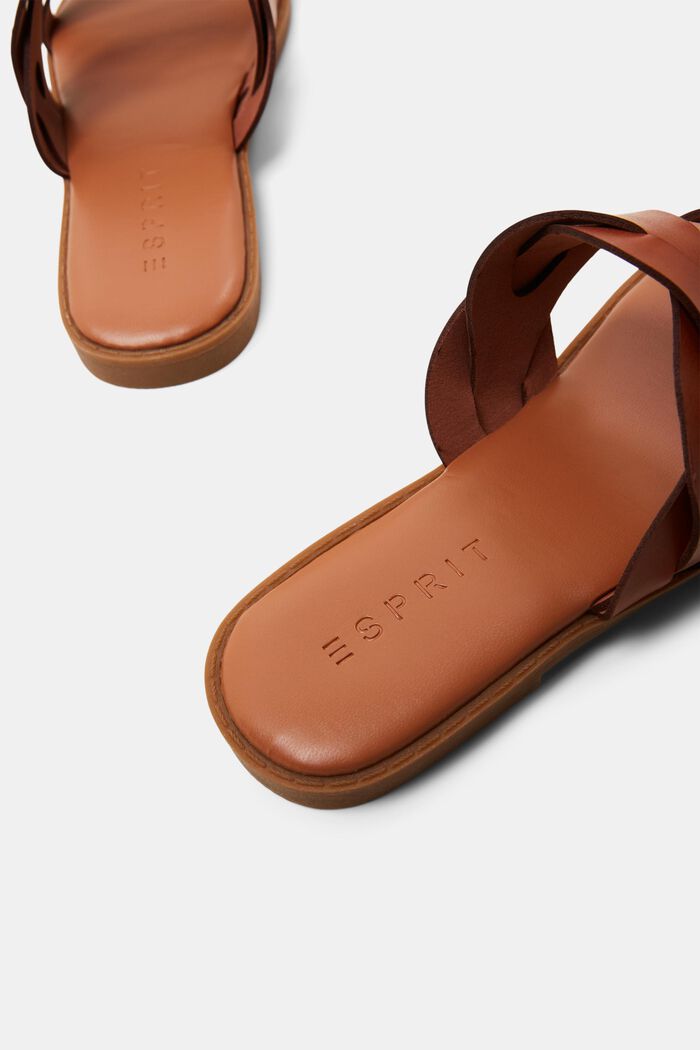 Flätade slip-in sandaler i veganskt läder, CARAMEL, detail image number 4