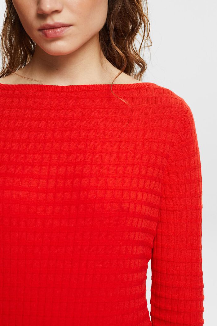 Strukturstickad tröja, RED, detail image number 3