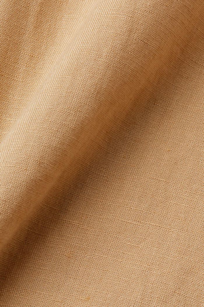 Button down-skjorta i blandad bomull och linne, BEIGE, detail image number 4