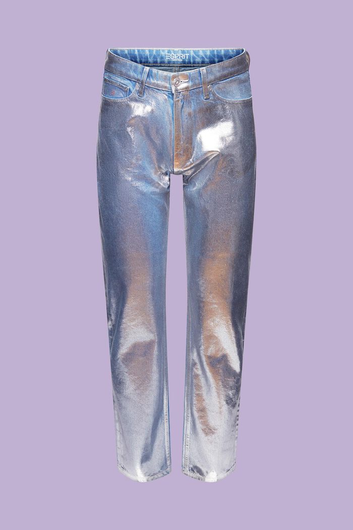 Raka jeans i metallic med beläggning, GREY RINSE, detail image number 6