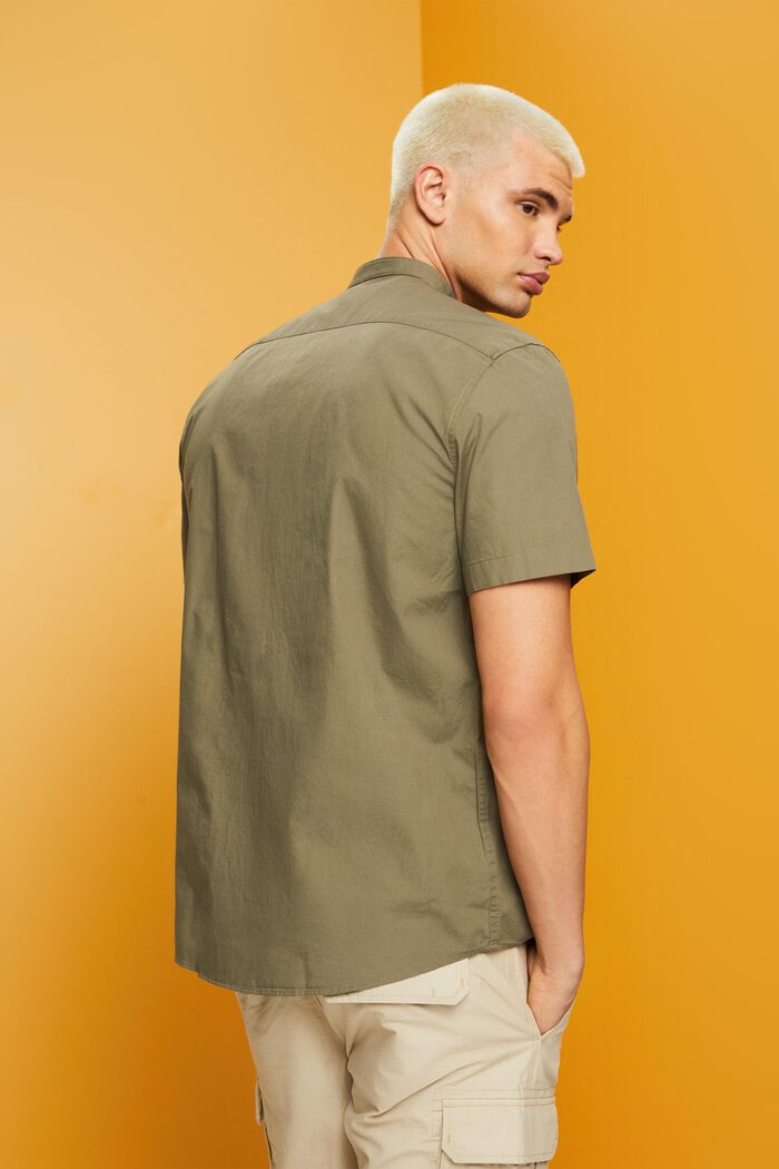 Bomullsskjorta med ståkrage, KHAKI GREEN, detail image number 3