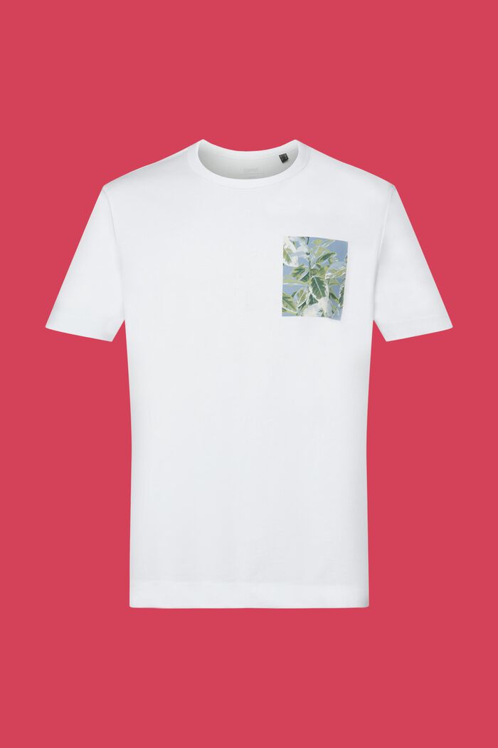 T-shirt i jersey med tryck på bröstet, 100 % bomull, WHITE, detail image number 5