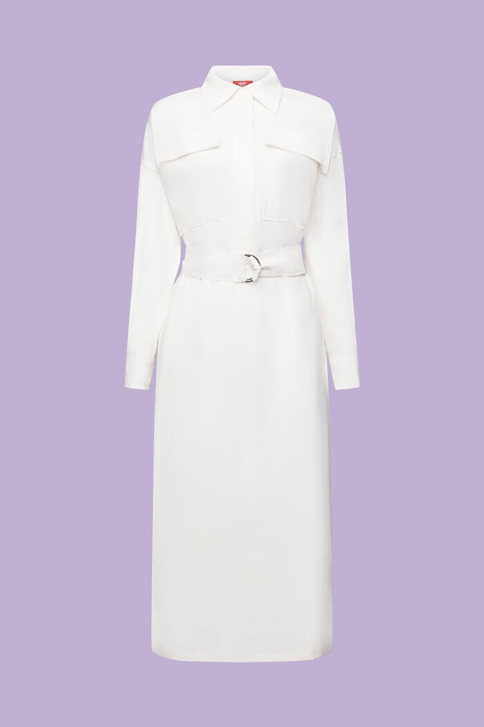 Oversize skjortklänning i midilängd, OFF WHITE, detail image number 6
