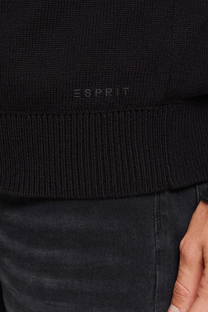 V-ringad, stickad tröja, BLACK, detail image number 0