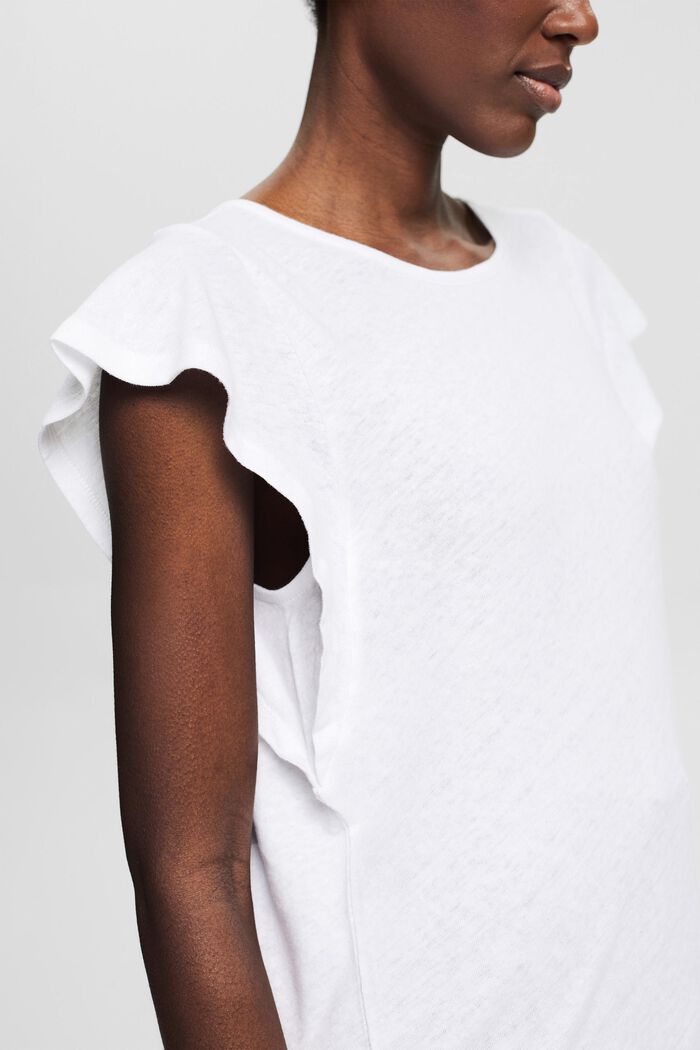 Med linneandel: T-shirt med djupa ärmhål, WHITE, detail image number 2