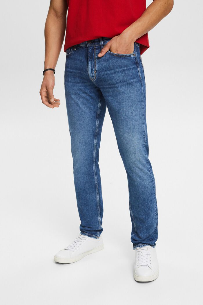 Smala jeans med medelhög midja, BLUE MEDIUM WASHED, detail image number 0