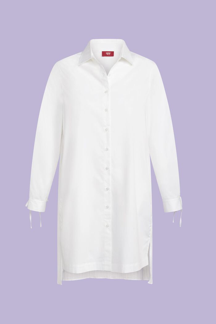 Krinklad skjortklänning i midilängd, WHITE, detail image number 5