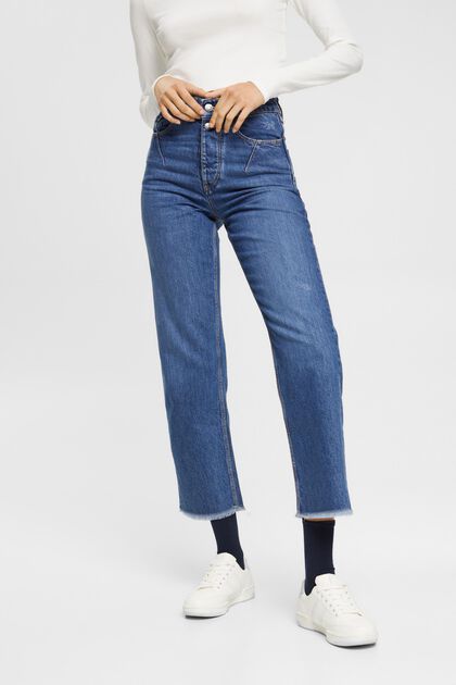 Slitna jeans i dad fit-modell med hög midja