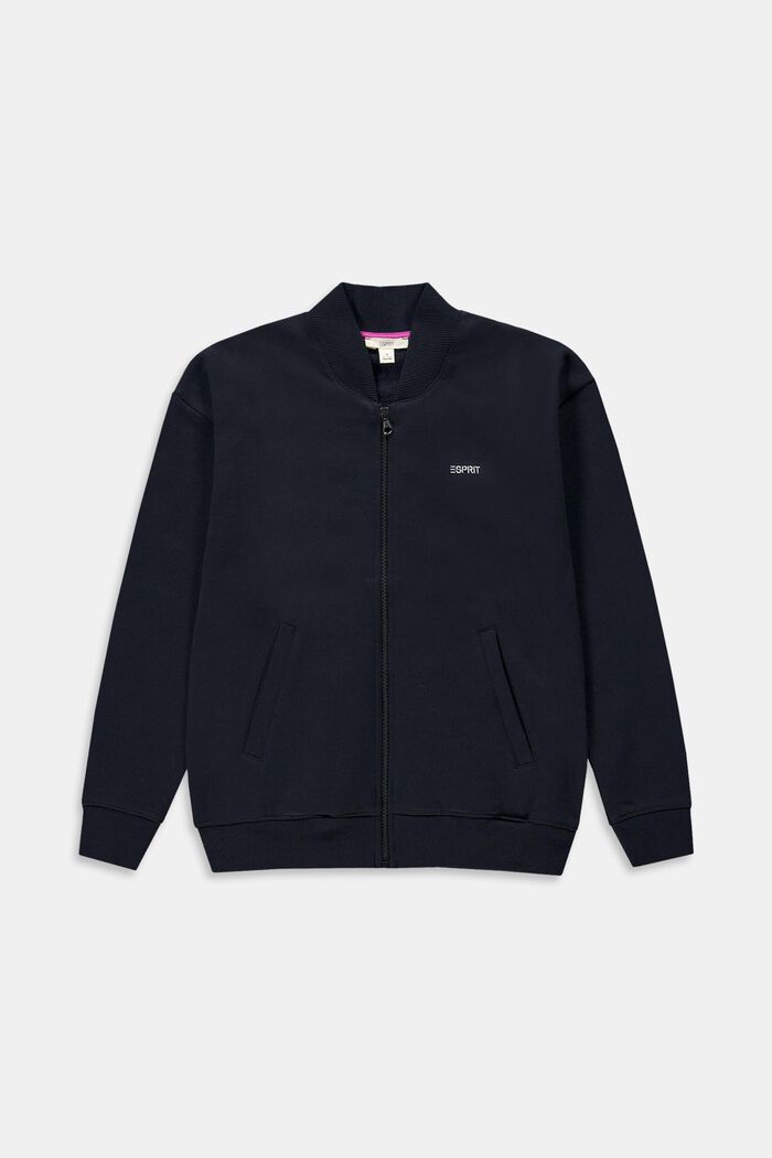 Sweatjacka med tryck, NAVY, overview