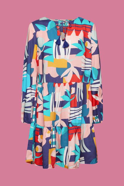 Strandklänning med flerfärgat tryck