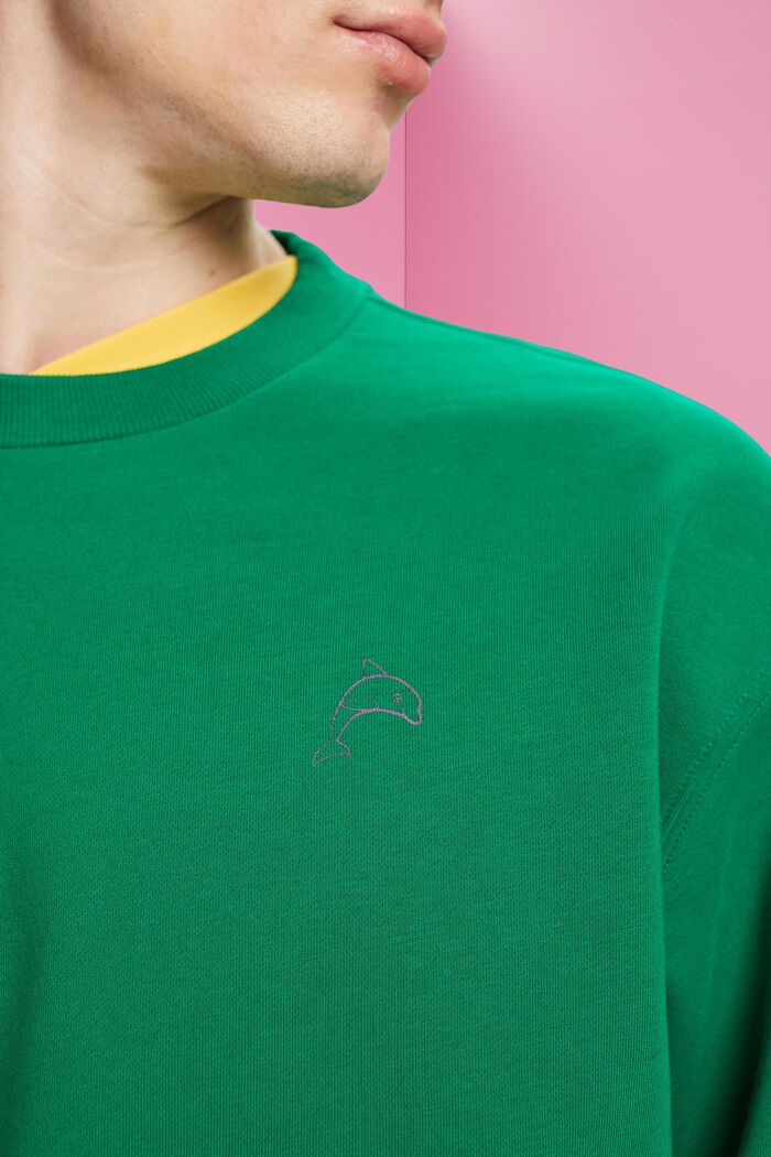 Sweatshirt med litet delfintryck, GREEN, detail image number 2
