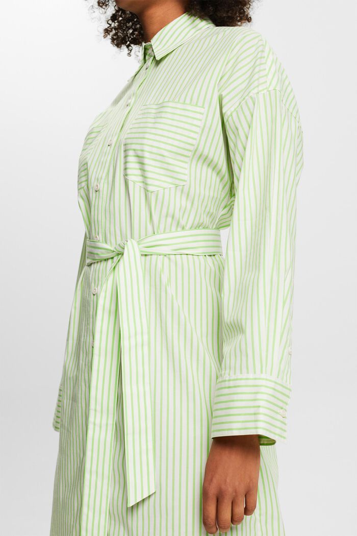 Randig skjortklänning i poplin, GREEN, detail image number 4