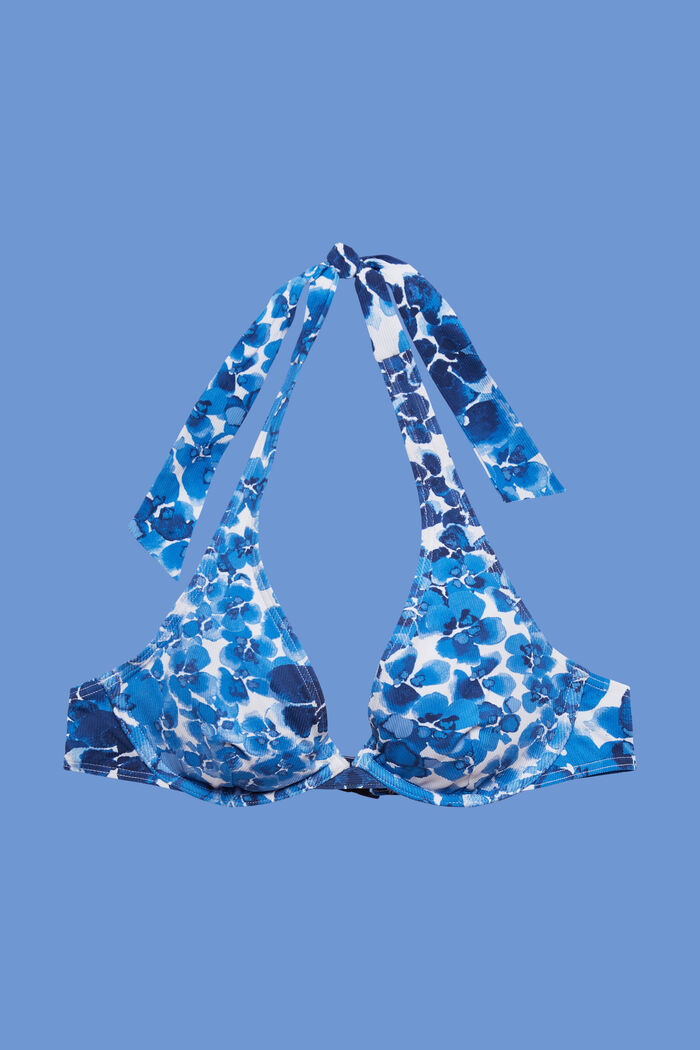 Återvunnet material: halterneck-bikiniöverdel med byglar, BLUE, detail image number 4