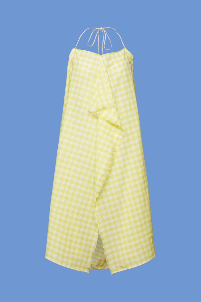 Mönstrad strandklänning med halterneck, LIME YELLOW, detail image number 6