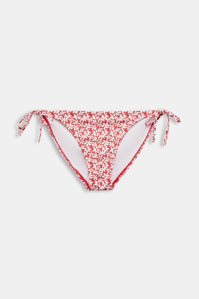 Mönstrad bikiniunderdel med knytning i sidorna, DARK RED, detail image number 3