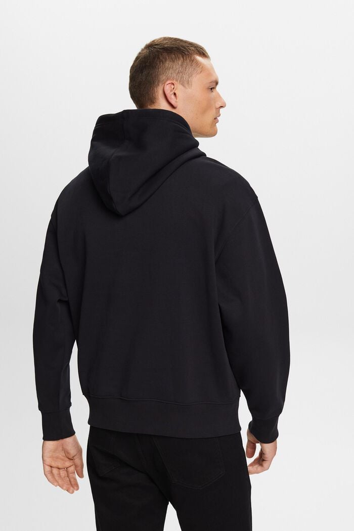 Sweatshirt med huva och logobroderi, BLACK, detail image number 3