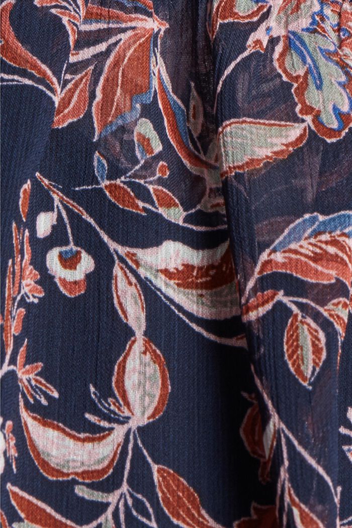 Blommig blus med fladdermusärm i chiffong, NAVY, detail image number 4