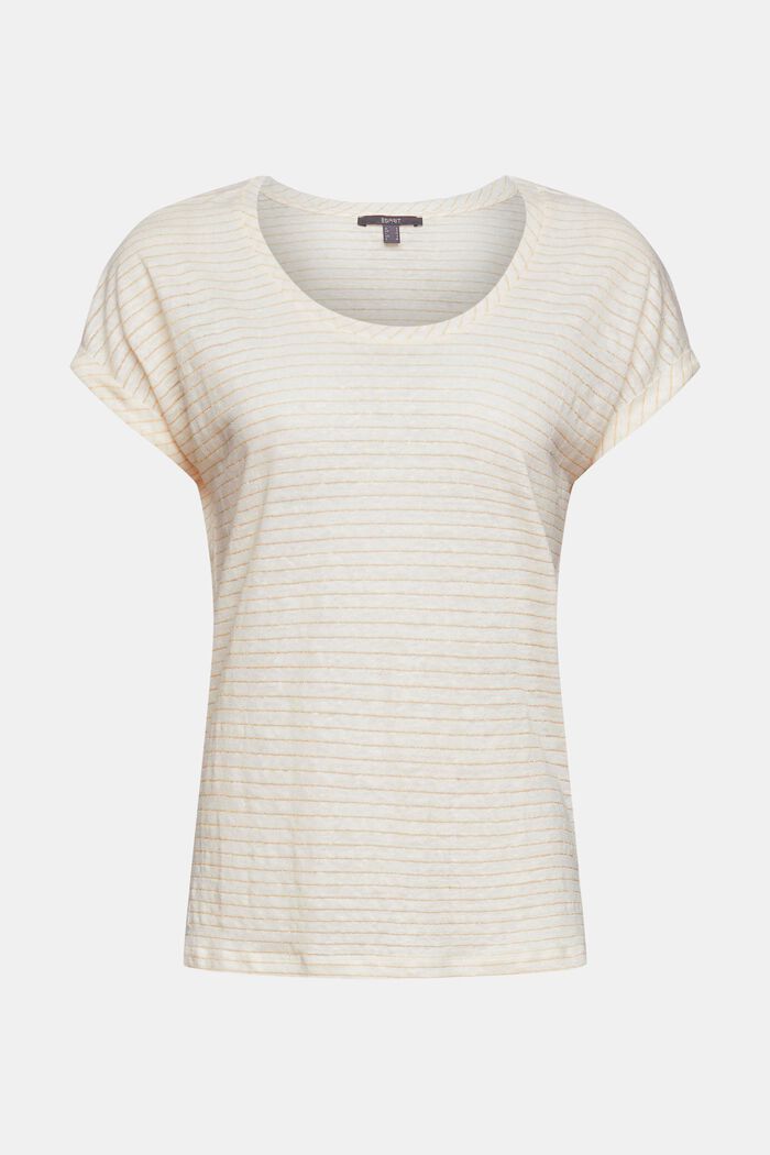 I linne: T-shirt med glitterränder, OFF WHITE, overview