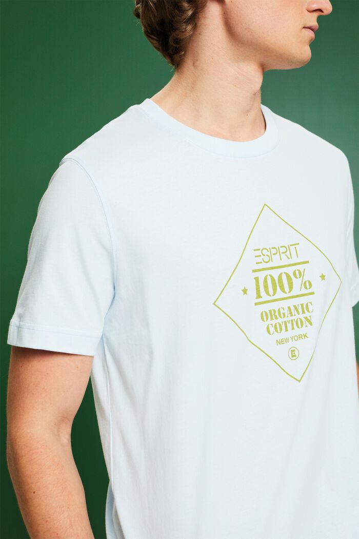 T-shirt i bomull med logotryck, PASTEL BLUE, detail image number 3