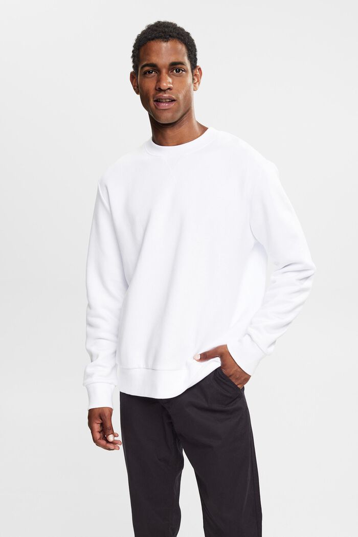 Återvunnet material: enfärgad sweatshirt, WHITE, detail image number 0