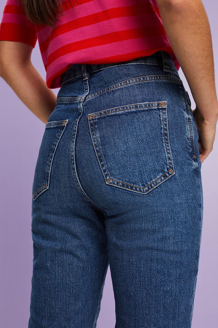 Jeans med superhög midja och fransad kant i benslut, BLUE DARK WASHED, detail image number 3