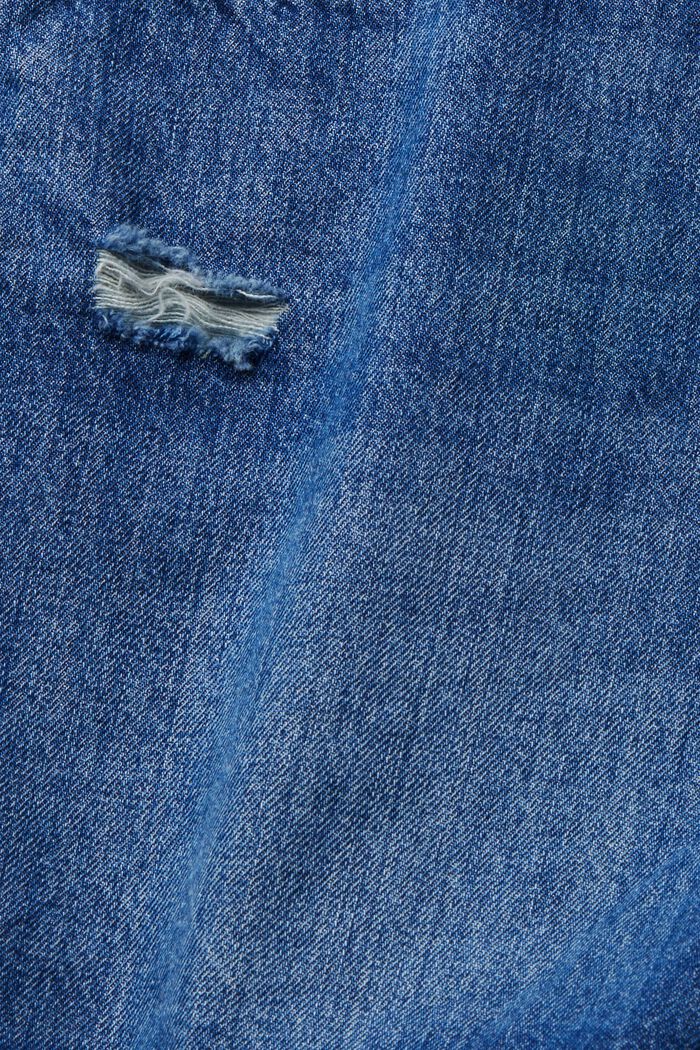 Jeansshorts i sliten look, 100% bomull, BLUE DARK WASHED, detail image number 6