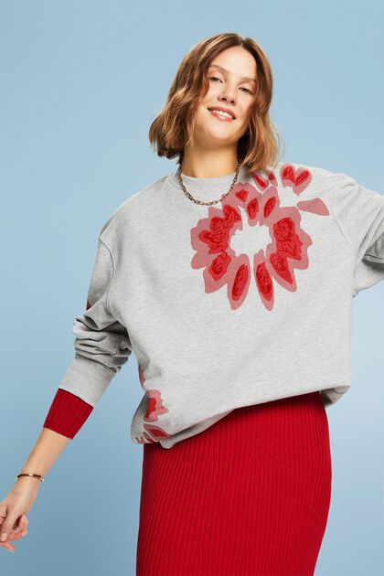 Sweatshirt i oversize-modell med pärlprytt tryck