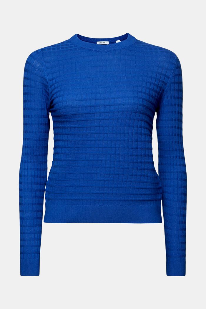 Strukturstickad tröja, BRIGHT BLUE, detail image number 6