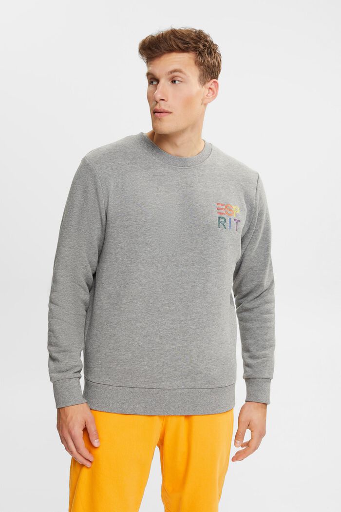 Sweatshirt med logobroderi, MEDIUM GREY, detail image number 1