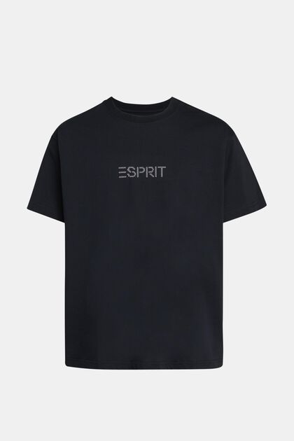 T-shirt med applicerad logo med nitar, BLACK, overview