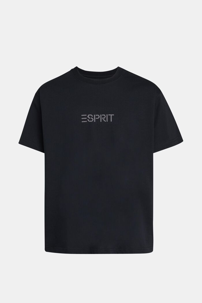 T-shirt med applicerad logo med nitar, BLACK, detail image number 4
