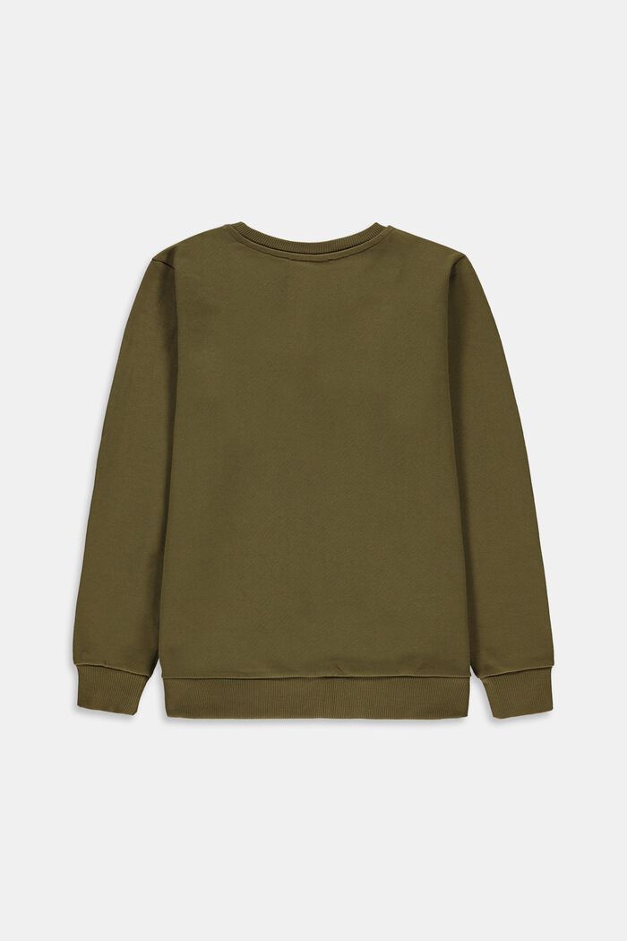 Sweatshirt med tryck, 100% bomull, OLIVE, detail image number 1