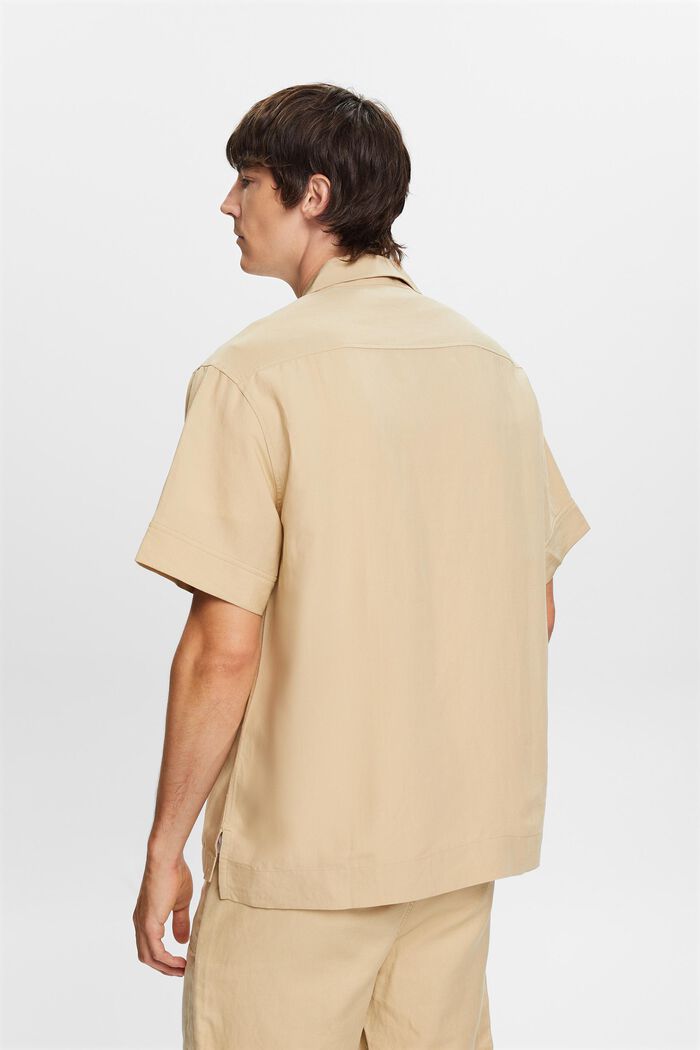 Kortärmad skjorta, linneblandning, SAND, detail image number 3