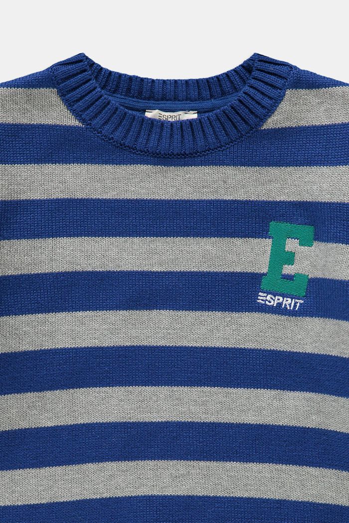 Randig tröja med broderad logo, BRIGHT BLUE, detail image number 2