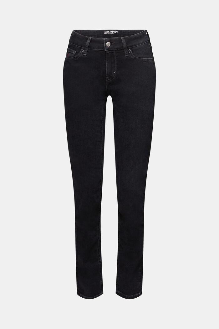 Smala jeans med medelhög midja, BLACK RINSE, detail image number 7
