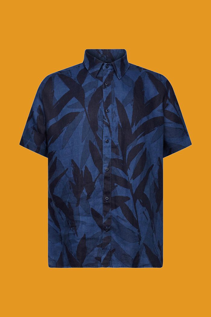 Mönstrad kortärmad skjorta, 100 % bomull, NAVY, detail image number 6