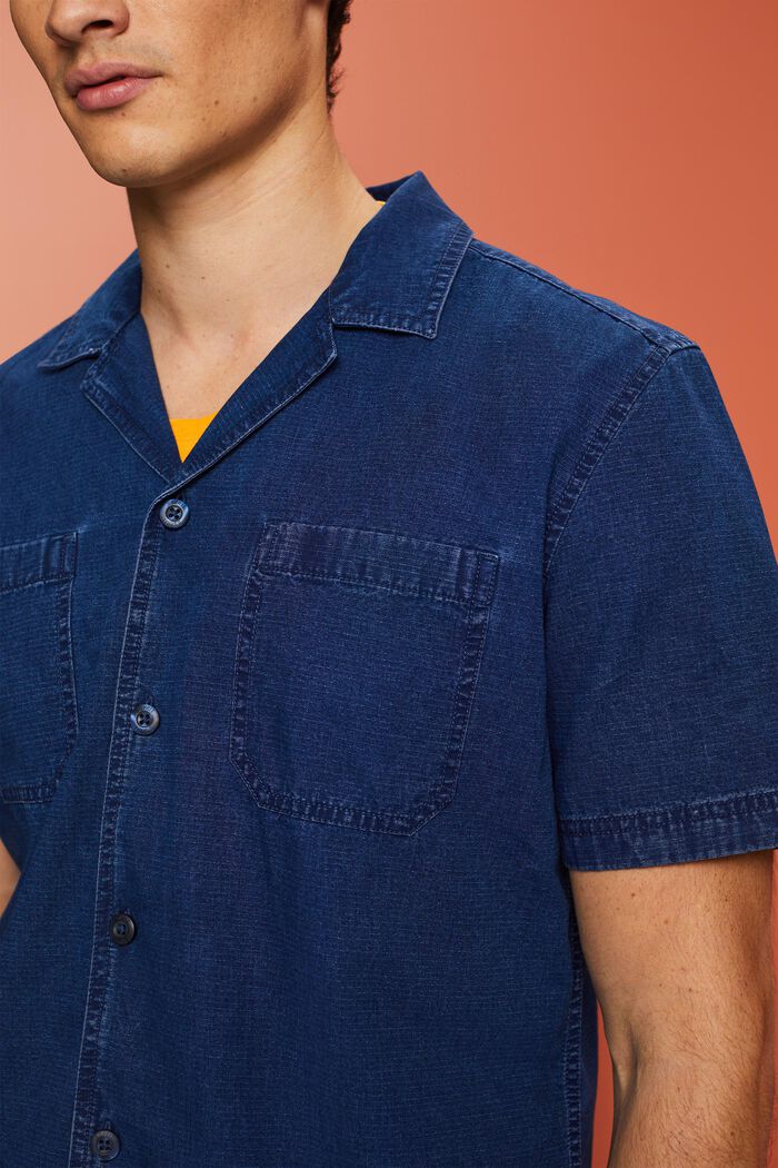 Kortärmad jeansskjorta, 100% bomull, BLUE DARK WASHED, detail image number 2
